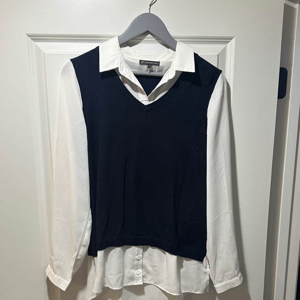 Chic Navy and White Women's Blouse